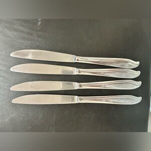 Four MCM Koba Japan FIVE Atomic Stars Both Sides Serrated Dinner Knives Vintage